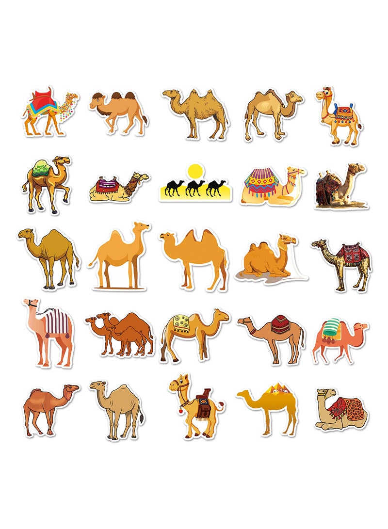50Pcs Camel Stickers Camel Waterproof Vinyl Decals for Water Bottles Bicycle Laptop Refrigerator Luggage Computer Mobile Phone Skateboard Bike Decor