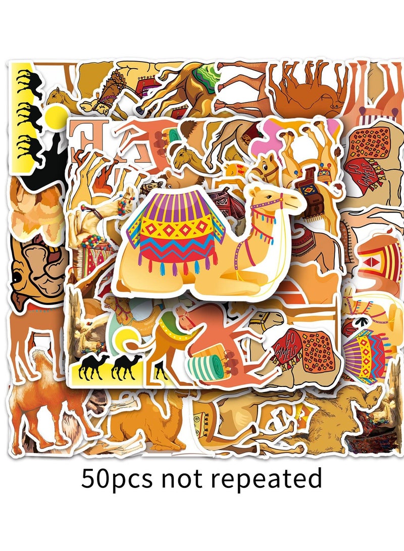 50Pcs Camel Stickers Camel Waterproof Vinyl Decals for Water Bottles Bicycle Laptop Refrigerator Luggage Computer Mobile Phone Skateboard Bike Decor