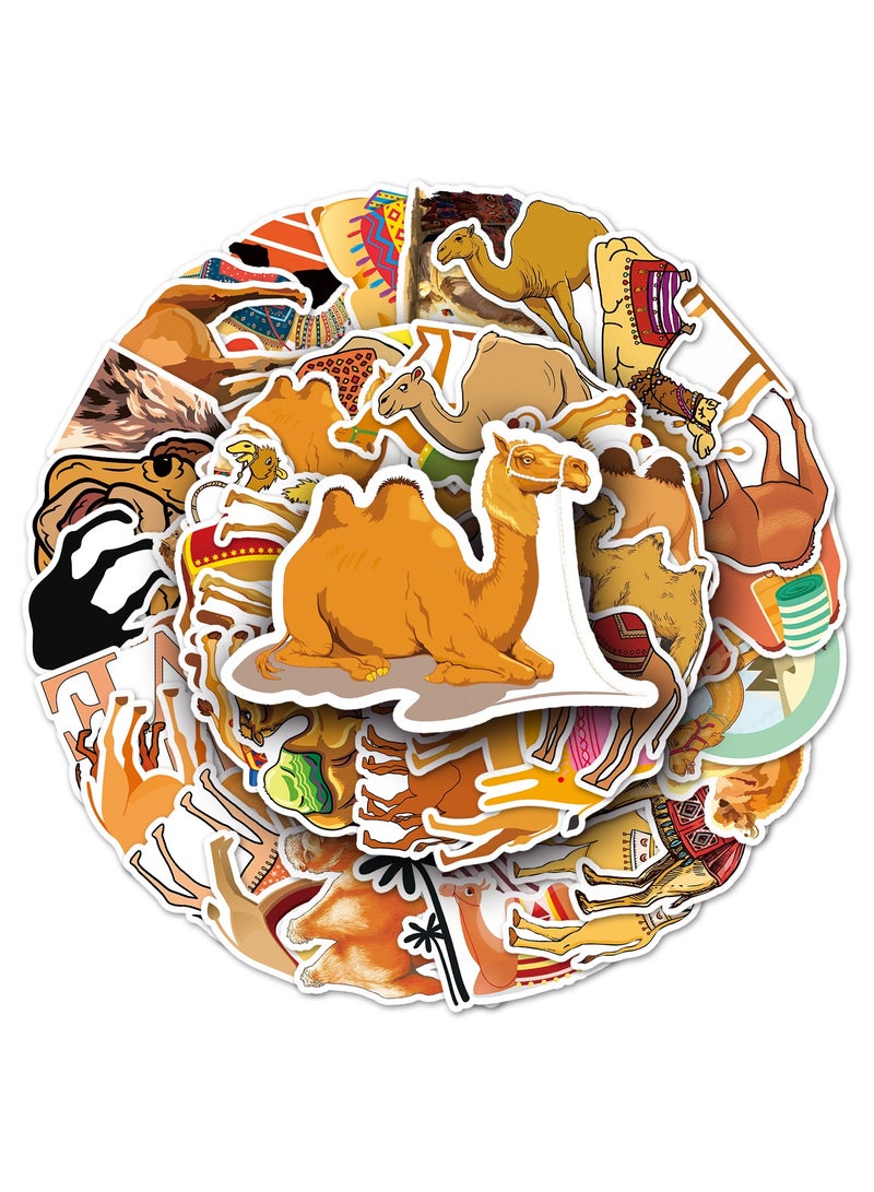 50Pcs Camel Stickers Camel Waterproof Vinyl Decals for Water Bottles Bicycle Laptop Refrigerator Luggage Computer Mobile Phone Skateboard Bike Decor