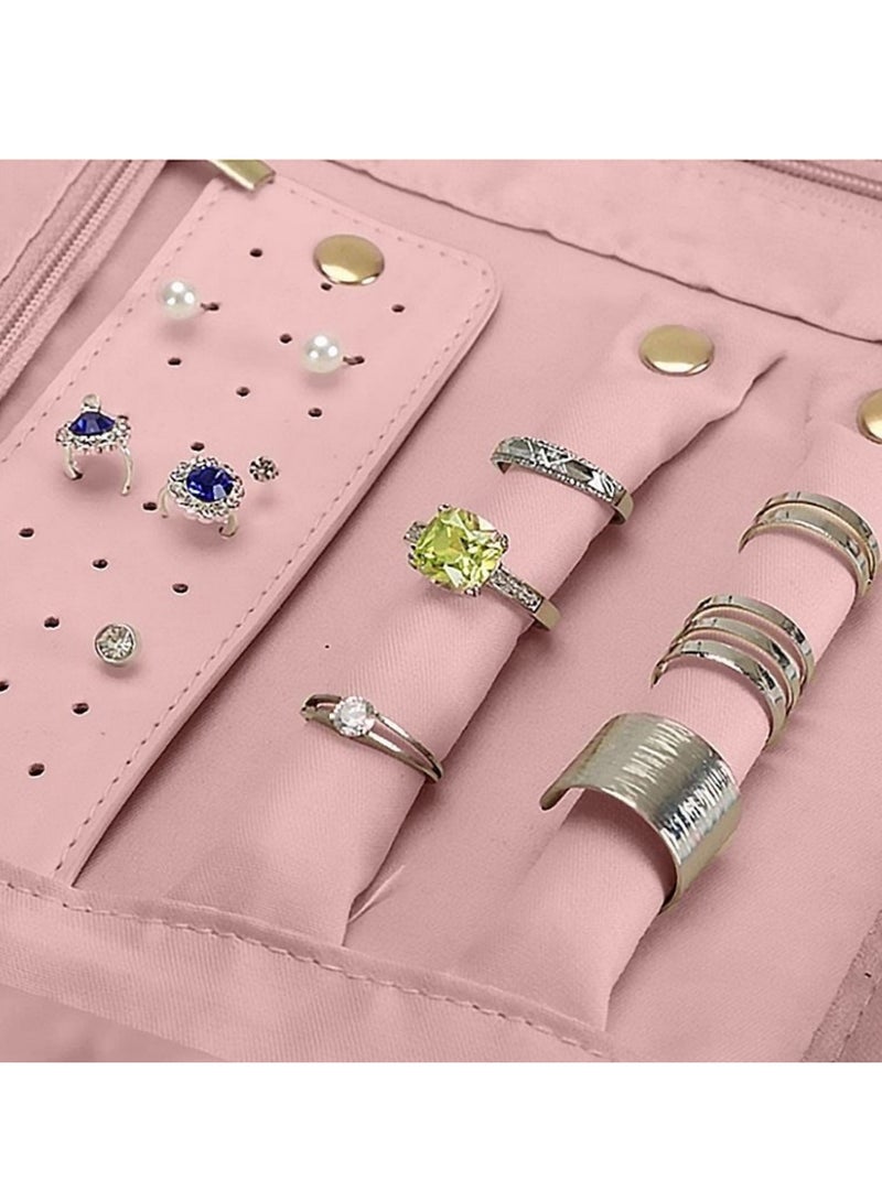 NOVOLAN Portable Jewelry Bag, Travel Jewelry Organizer, Fabric Jewelry Storage Pouch, Separate Compartments for Necklaces, Earrings, Bracelets, Rings, 45x23cm Unfolded, Foldable Easy Packing (black) - Image 4