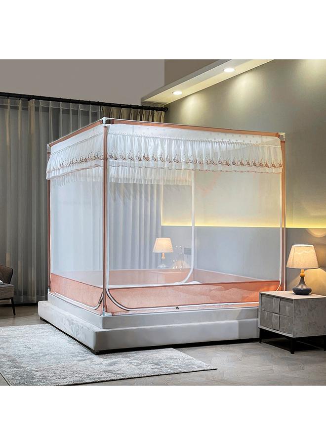 Bluejw Summer New Bedroom Household Encrypted Anti-fall Mosquito Net With Bracket Integrated Full Bottom Zipper Square Bed - Image 1