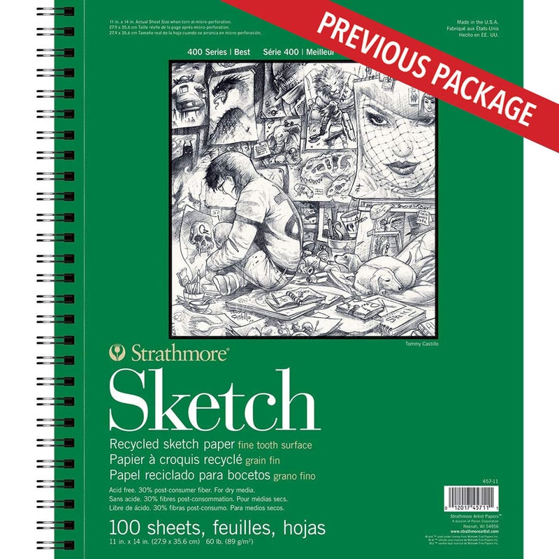 Strathmore 400 Series Sketch Pad, Recycled Paper, 11x14 inch, 100 Sheets - Artist Sketchbook for Drawing, Illustration, Art Class Students - Image 2