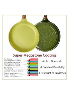 Four Seasons FOUR SEASONS Olive Green Wood Fry Pan, 28cm, Suitable for induction & all stoves, Ultra Non-stick with added Durability, 100% Safe PFOA Free, DIE-Casting & Super Megastone Coating, Made in Korea  - Image 3