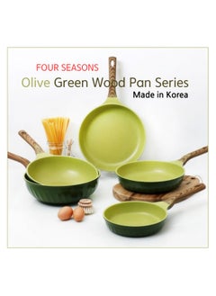 Four Seasons FOUR SEASONS Olive Green Wood Fry Pan, 28cm, Suitable for induction & all stoves, Ultra Non-stick with added Durability, 100% Safe PFOA Free, DIE-Casting & Super Megastone Coating, Made in Korea  - Image 2