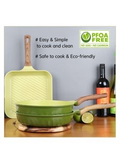 Four Seasons FOUR SEASONS Olive Green Wood Fry Pan, 28cm, Suitable for induction & all stoves, Ultra Non-stick with added Durability, 100% Safe PFOA Free, DIE-Casting & Super Megastone Coating, Made in Korea  - Image 5
