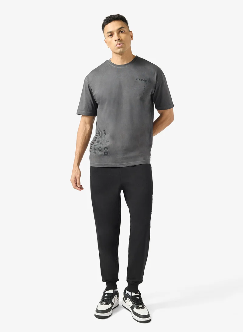 Seventy Five Text Print Oversized Joggers