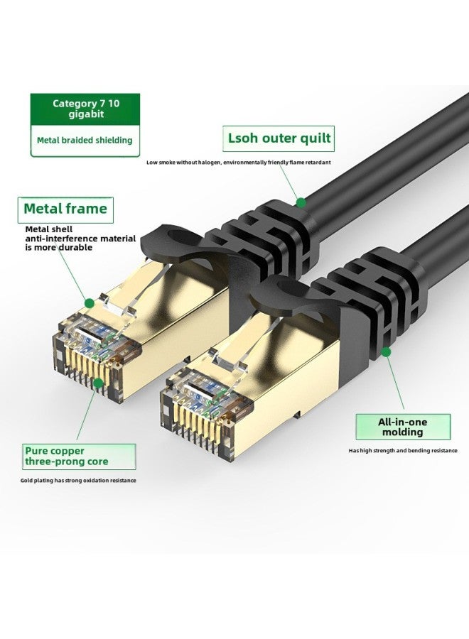 سبعة أنواع من حماية كابلات الشبكة 10 تريليون كابل شبكة نهائي Cat7 عالي السرعة 7 أنواع من الشركات المصنعة لكابلات شبكة الكمبيوتر النحاسية النقية - اللون: سبعة أنواع من الأسود طول الخط الدائري: 3 م - Image 4