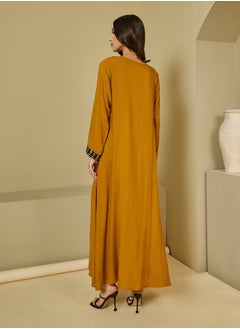 Styli Embroidered Patch Work V Neck Jalabiya  - Image 3