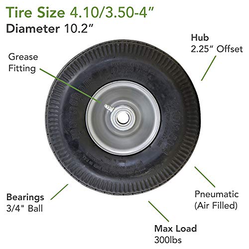 Marathon 4.10/3.50-4" Pneumatic (Air Filled) Hand Truck / All Purpose Utility Tire on Wheel, 2.25" Offset Hub, 3/4" Bearings - Image 4