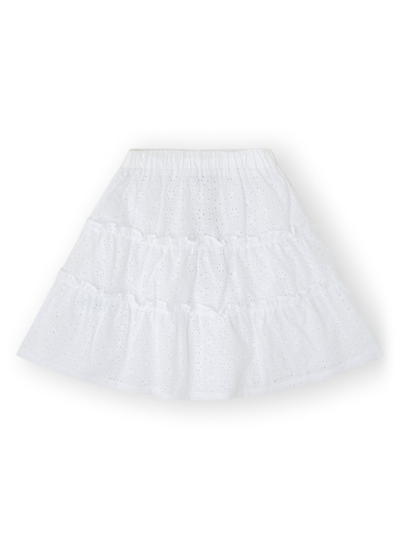 CANADA HOUSE Soft and Comfortable Casual Mini Flared Skirt for Girls White with an Elastic Waistband  - Image 1