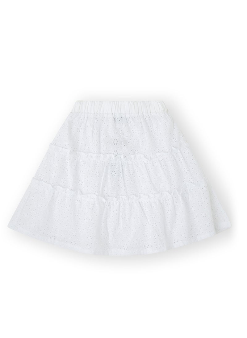 CANADA HOUSE Soft and Comfortable Casual Mini Flared Skirt for Girls White with an Elastic Waistband  - Image 2
