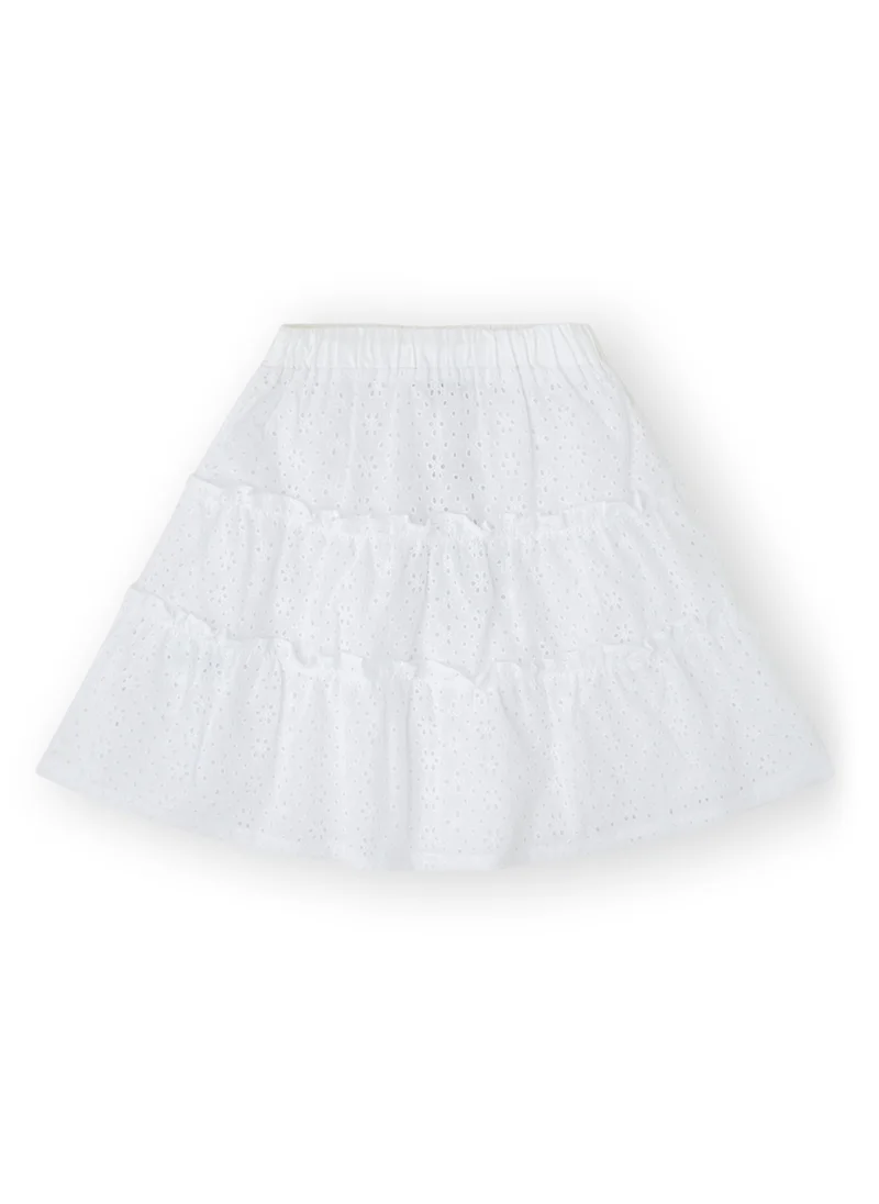 CANADA HOUSE Soft and Comfortable Casual Mini Flared Skirt for Girls White with an Elastic Waistband