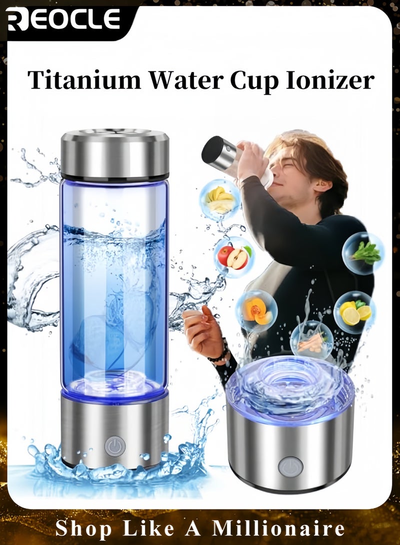 REOCLE Titanium Water Cup Ionizer Hydrogen Rich Generator Super Antioxidant USB Rechargeable Anion Health Cup Keep Body Hydrated Sports Fitness Cup - Image 1