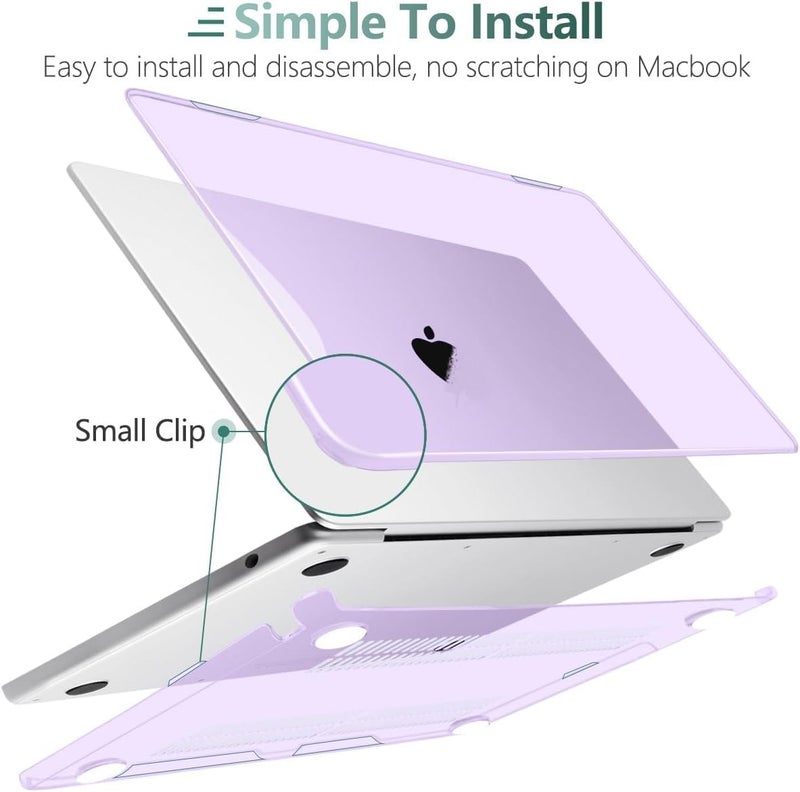 Moca Case Compatible with MacBook Air 15 inch M4 2025 2024 2023 Release A3241 M3 A3114 M2 A2941 Liquid Retina Display, Plastic Hard Shell Case + Keyboard Cover (Lilac) - Image 2