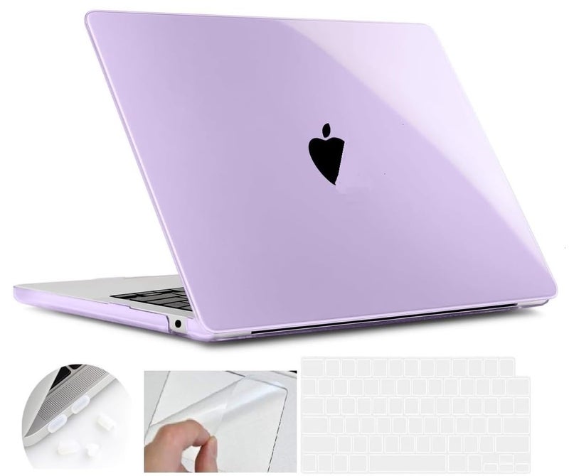 Moca Case Compatible with MacBook Air 15 inch M4 2025 2024 2023 Release A3241 M3 A3114 M2 A2941 Liquid Retina Display, Plastic Hard Shell Case + Keyboard Cover (Lilac) - Image 1
