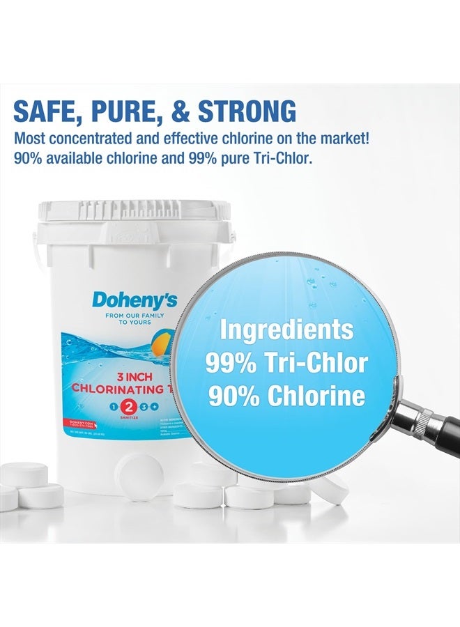 Dohenys 3 Inch Stabilized Chlorine Tablets | Pro-Grade Pool Sanitizer, Long Lasting, Slow Dissolving, 99% Pure Tri-Chlor, Individually Wrapped - 8lb  - Image 2