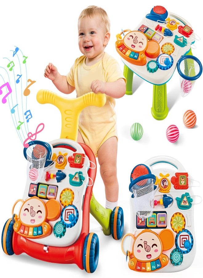 AuntyFey Baby Walker, 3 in 1 Push Walker for Baby Girls Boys, Baby Walking Toy for 1 Year Old Learning to Walk, Sit to Stand Baby Walker Push Toy for Girl 12 Months, Red - Image 1