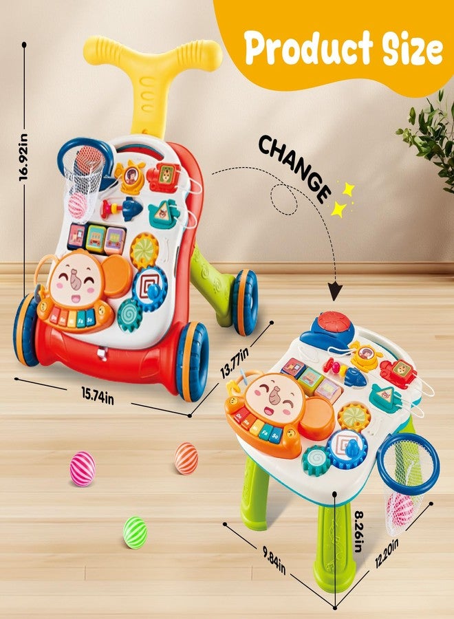 AuntyFey Baby Walker, 3 in 1 Push Walker for Baby Girls Boys, Baby Walking Toy for 1 Year Old Learning to Walk, Sit to Stand Baby Walker Push Toy for Girl 12 Months, Red - Image 2