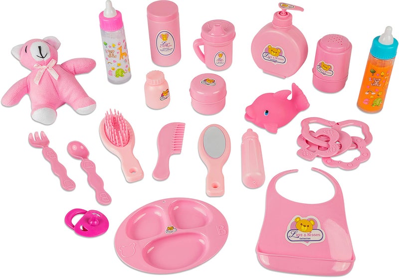 fash n kolor My Sweet Baby Disappearing Doll Feeding Set | Baby Care 6 Piece Doll Feeding Set (Blue) - Image 3