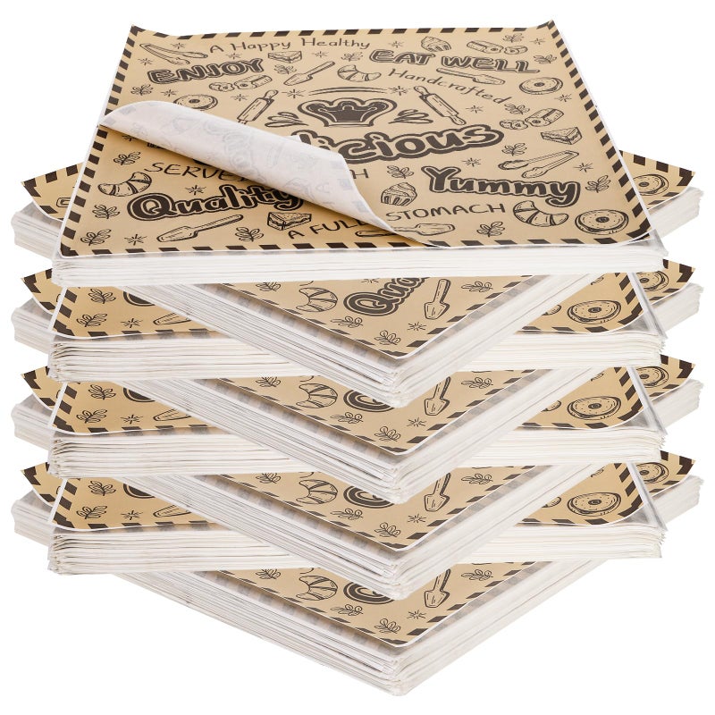 DEAYOU 1000 Pcs Deli Wax Paper Sheets, 12"x12" Grease Resistant Food Basket Liners, Kraft Newsprint Square Sandwich Wrapping Paper for Bread, Burger, Hot Dog, Cookies, Baking, Picnic - Image 1