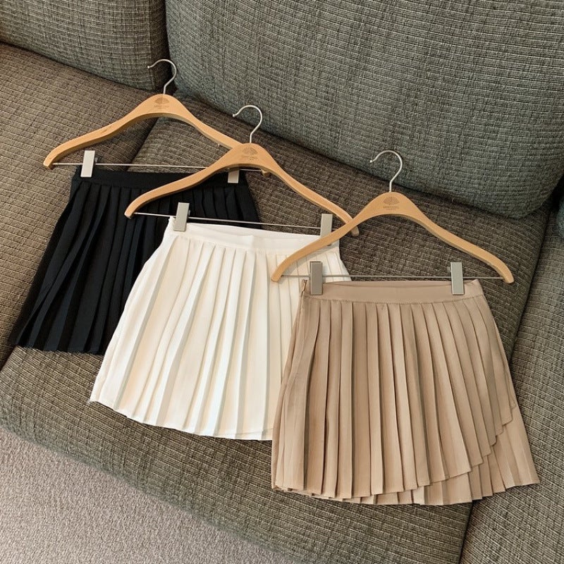 Trendy Versatile A-Line Short Skirt For Women 2025 High-Waisted Slimming Irregular Pleated Half Skirt - Image 3