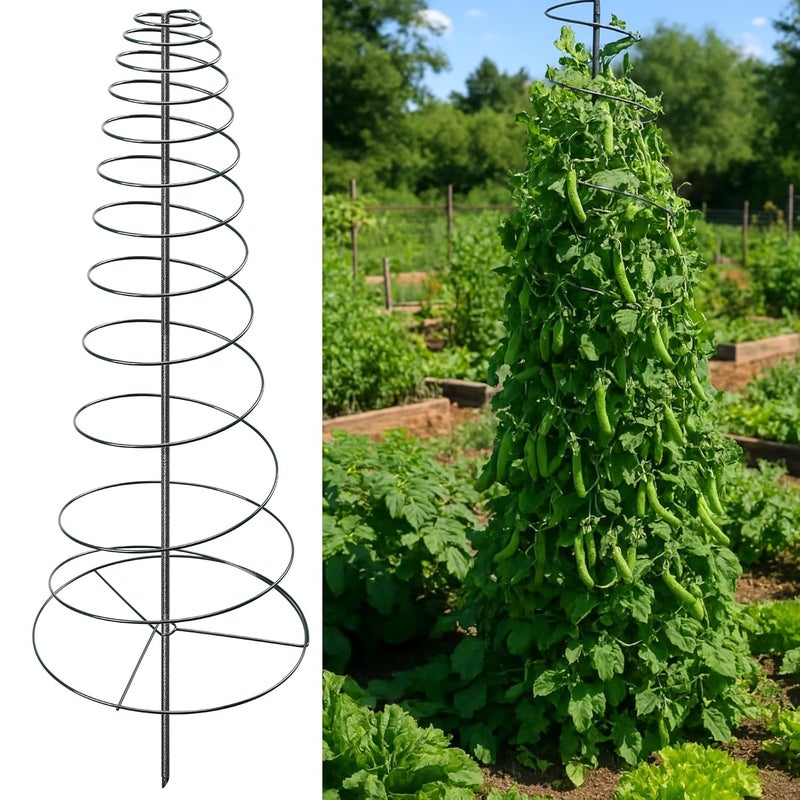VRIEZOP Spiral Frame Trellis for Climbing Plants Outdoor -72" Tall Heavy Duty Metal Garden Plant Tower Support with Anti-Tip Center Pole,for Pole Bean,Berry,Cucumber,Sweet Peas,Clematis,Potted Plants,Vines - Image 1