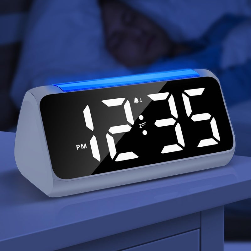 Alarm Clock Bedside with Night Light Simple Large LED Display Big Number Digital Alarm Clocks for Living Room with Dimmer USB Charger Dual Alarm Clocks Room Decor