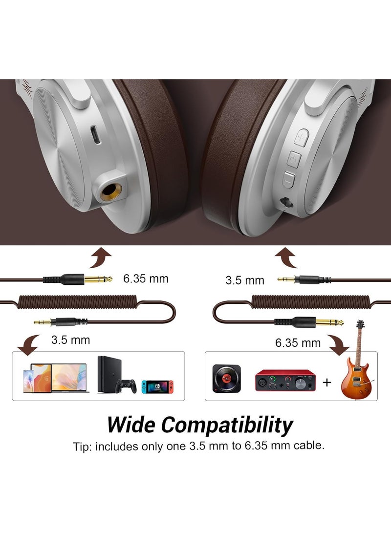OneOdio A70 Bluetooth Over-Ear Headphones - Dual Wired/Wireless Studio Recording Headphones with SharePort, Foldable Stereo Sound for Electric Drum, Piano & Guitar (Silver) - Image 4