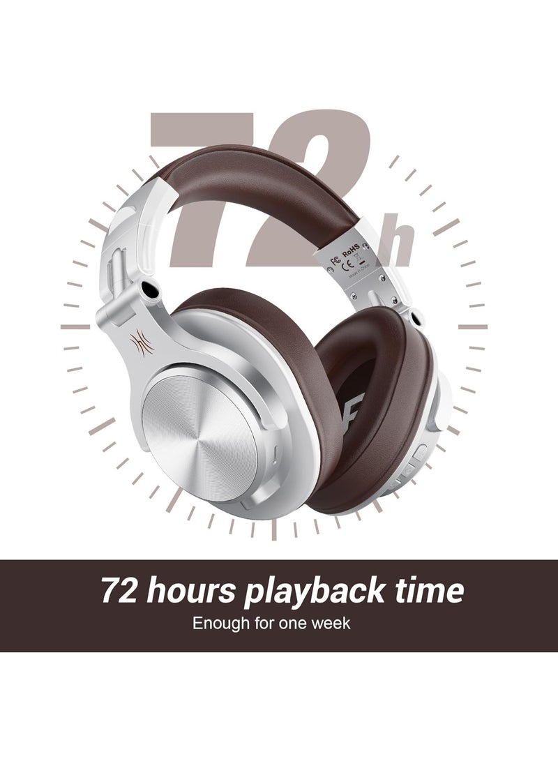 OneOdio A70 Bluetooth Over-Ear Headphones - Dual Wired/Wireless Studio Recording Headphones with SharePort, Foldable Stereo Sound for Electric Drum, Piano & Guitar (Silver) - Image 3