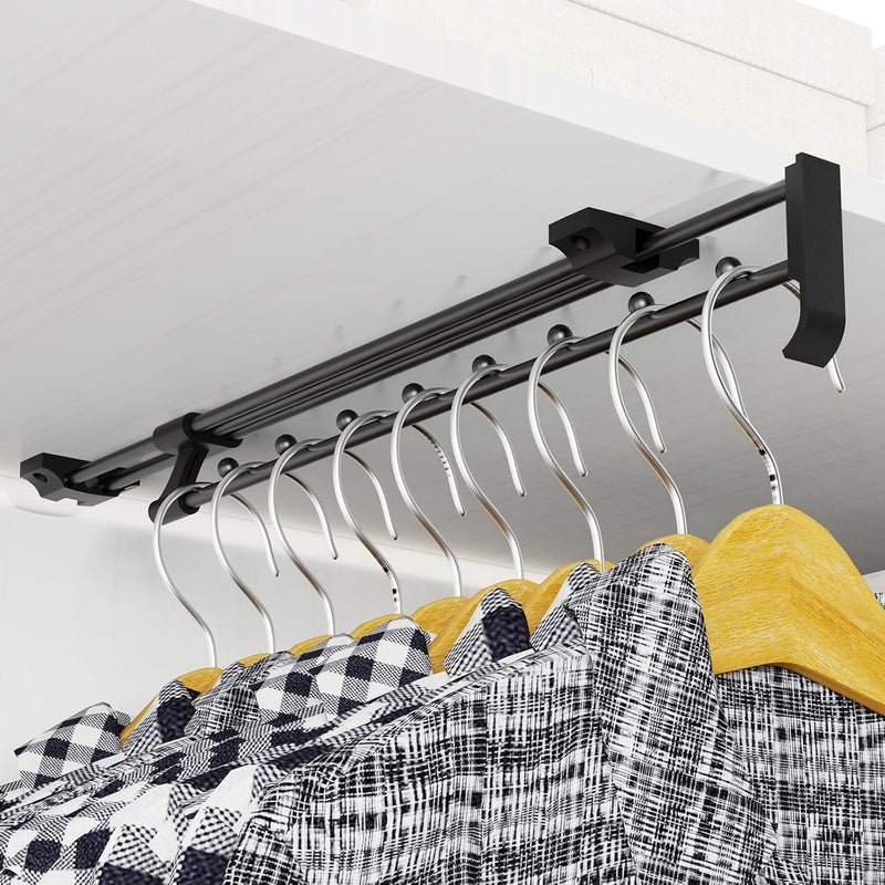Aresvrgo قضيب ملابس قابل للتمديد، خزانة ملابس قابلة للتعديل، قضيب ملابس بنظام تلسكوبي يوفر مساحة للخزائن ومناطق التخزين، القضيب التلسكوبي (الحجم: 30 سم). - Image 1