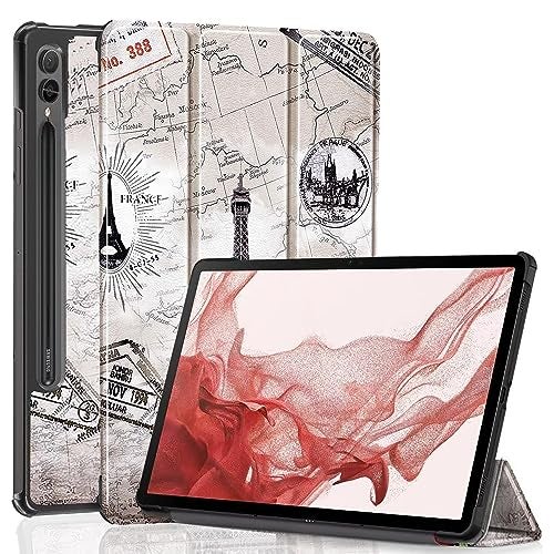 ProElite Cover for Samsung Galaxy Tab S9 FE+/S9 Plus/S10+ 12.4 inch Case, Smart Trifold Flip case Cover for Galaxy Tab S9 FE Plus/S9 Plus/S10+ 12.4 inch Support S Pen Magnetic Attachment, Eiffel - Image 1
