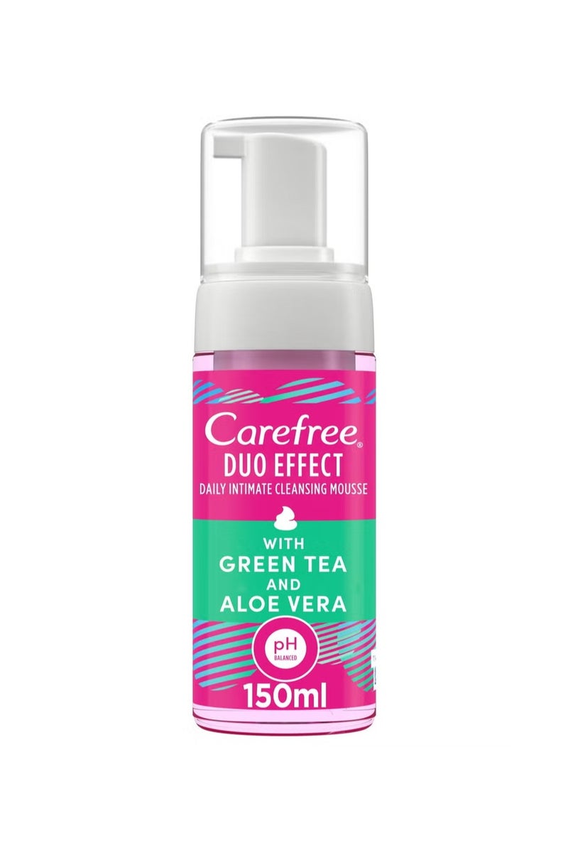 Carefree Daily Intimate Cleansing Mousse Duo Effect With Green Tea And Aloe Vera 150ml