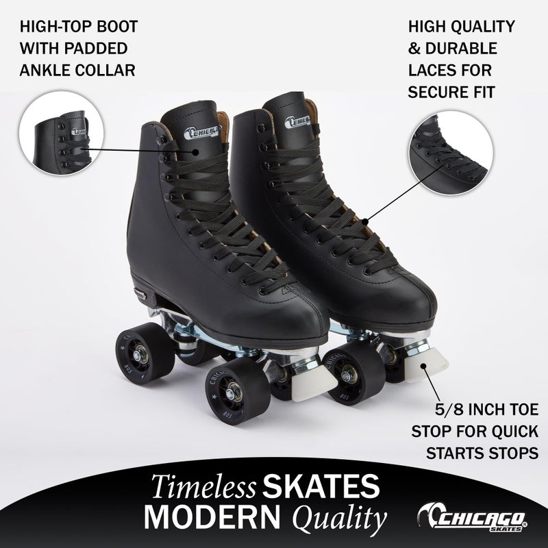 Chicago Skates Chicago Quad Roller Skates for Girls & Boys â€“ Durable, Top Performance Indoor/Outdoor Use or Roller Derby - Classic Deluxe Leather High-Top Boots with 60mm Urethane Wheels & Semi-Precision Bearings - Image 4