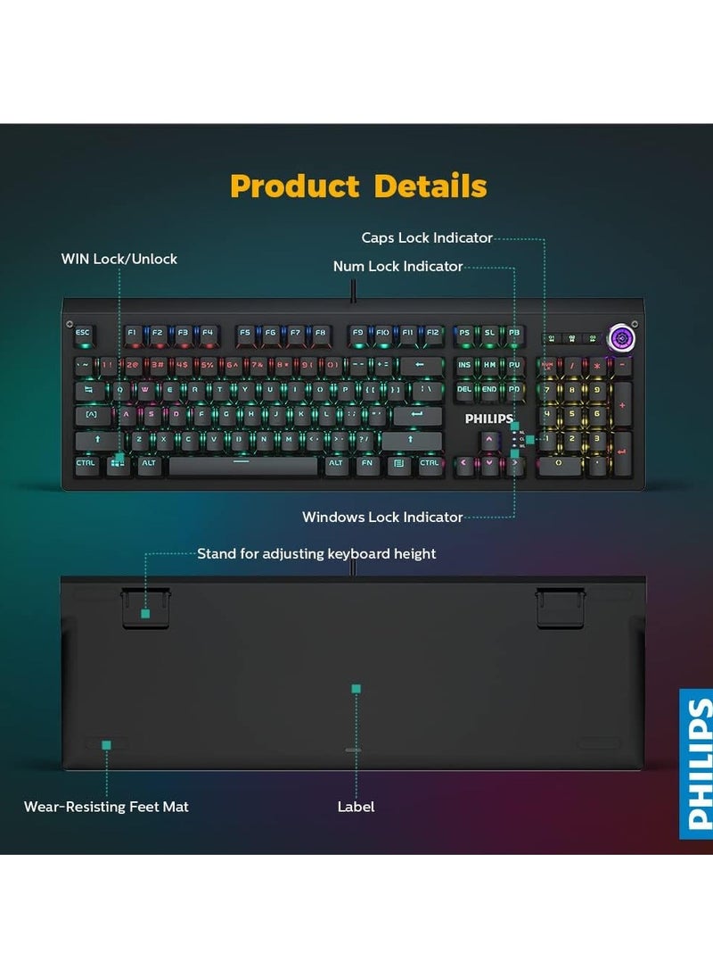 Philips Philips Mechanical Gaming Keyboard with Arabic Layout SPK8601/00 (Black)  - Image 3