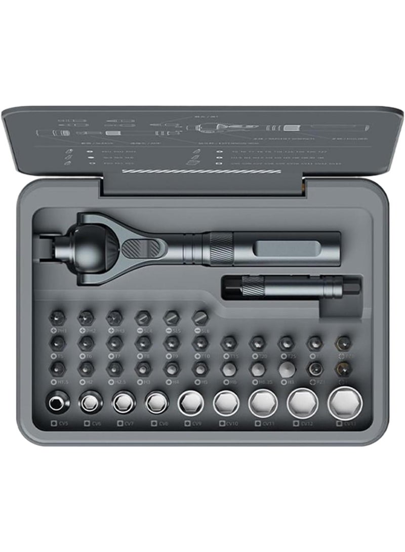GGOOT Drive Socket Set - Mechanic Tool Set |180 Degree Rotation Ratchet Screwdriver Kit, 40 Precision Bits Multifunctional 180 Degree Rotation Complete Kit for Automotive Car Hardware Repair - Image 1