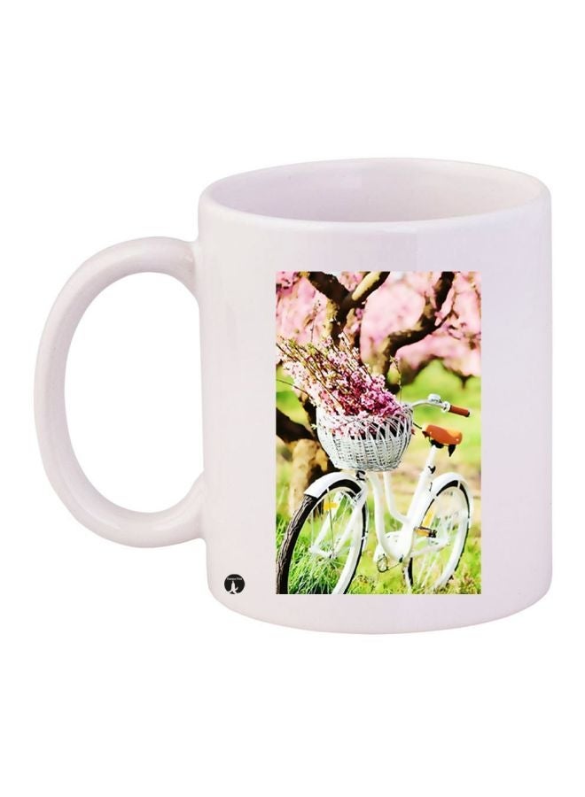 RYN Flowers Printed Coffee Mug White/Pink/Green 11ounce