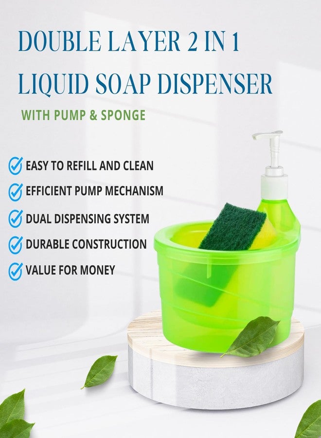 COOL INDIANS Double Layer Soap Dispenser for Bathroom Accessories Dishwasher Liquid Holder Liquid Dispenser Pump with Sponge Holder Kitchen Sink Accessories - Image 5