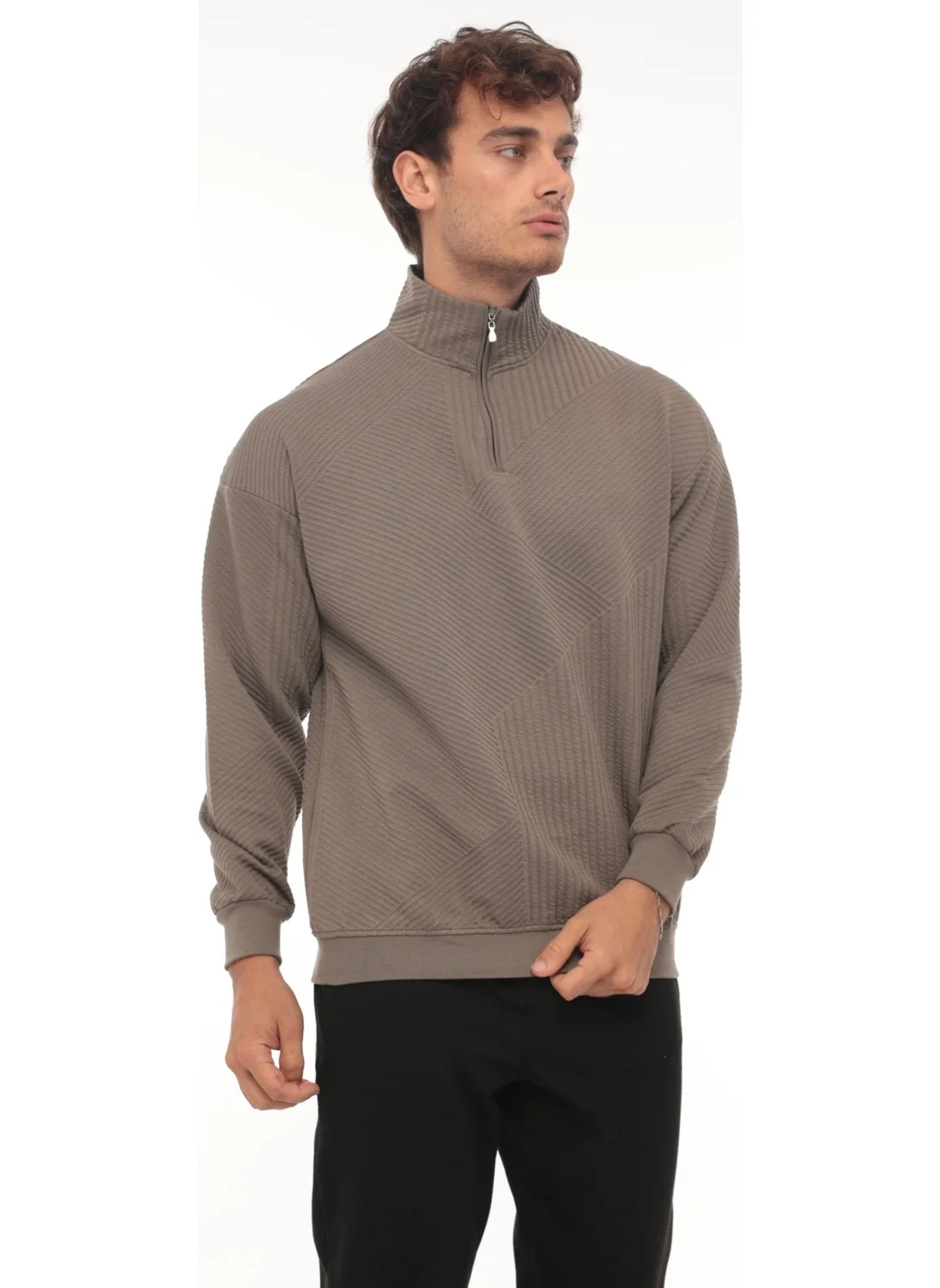 ميرون Mink Jacquard Quilted Zippered Regular Fit Sweatshirt - 2439