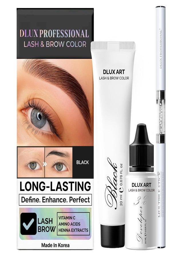 DLUX PROFESSIONAL Korean Eyebrow Color Kit Black– Professional Brow Color for Women, Eyebrow Color for Natural Looking Brows, Long-Lasting Brow Color for Salon & Home - Image 1