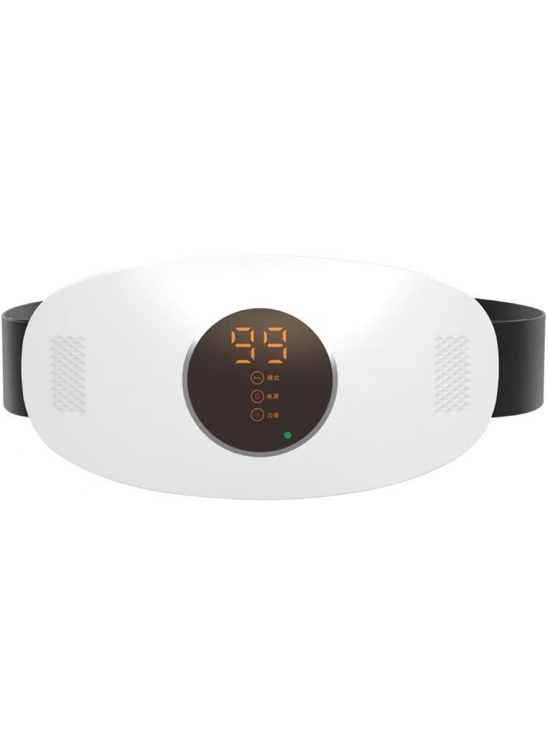 AROAQ Electric Slimming Belt, Digital Display Portable Cordless Menstrual Heating Pad, Fat Burning Weight Loss Vibrating Body Massage Belt, Abdominal Massager Machine For Women, Rechargeable Model (White)  - Image 1