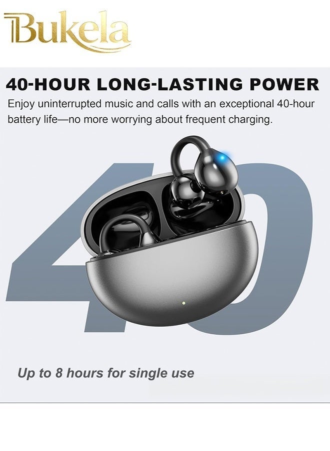 كيلا سماعات أذن مفتوحة حقيقية، خفيفة الوزن ومريحة، سماعات أذن لاسلكية مفتوحة، سماعات بلوتوث 5.4 بتصميم مناسب للجري الرياضي والتمارين الرياضية، لون أسود - Image 2