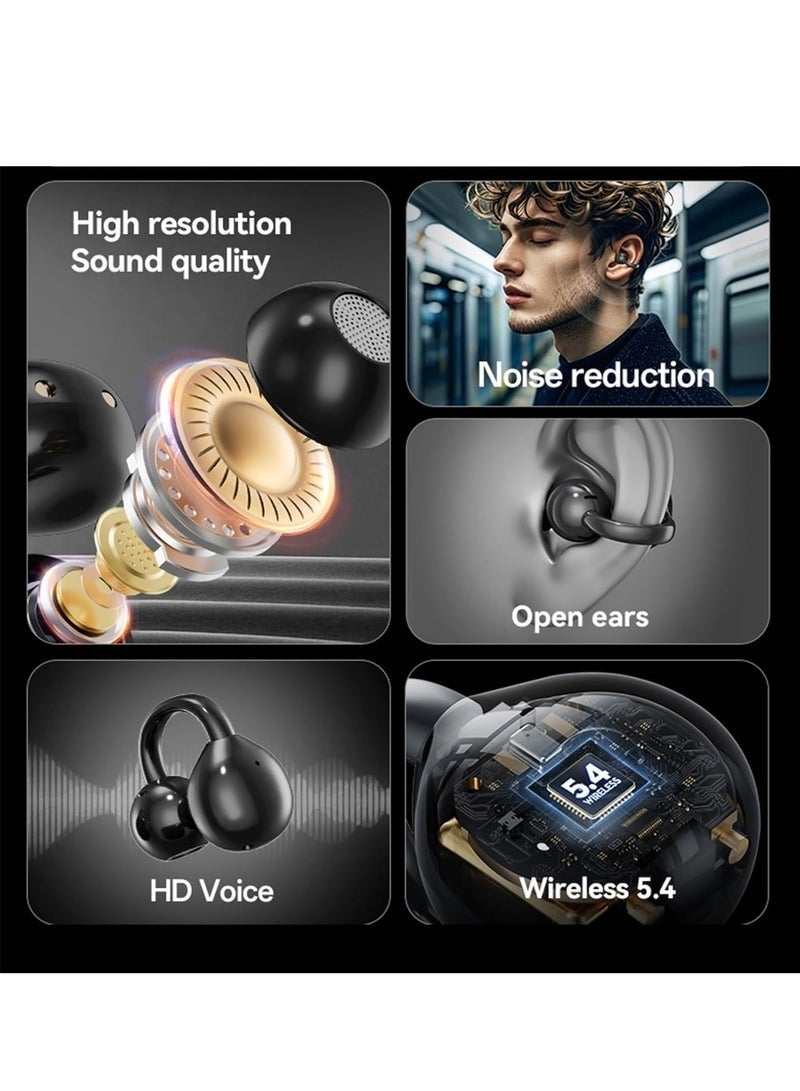 Bukela Open Ear Ring True Open Ear Headphones, Lightweight Comfort Open Ear Clip Wireless Earbuds, Bluetooth 5.4 Headphones with Design Fit Sports Running, Exercise (Black) - Image 5