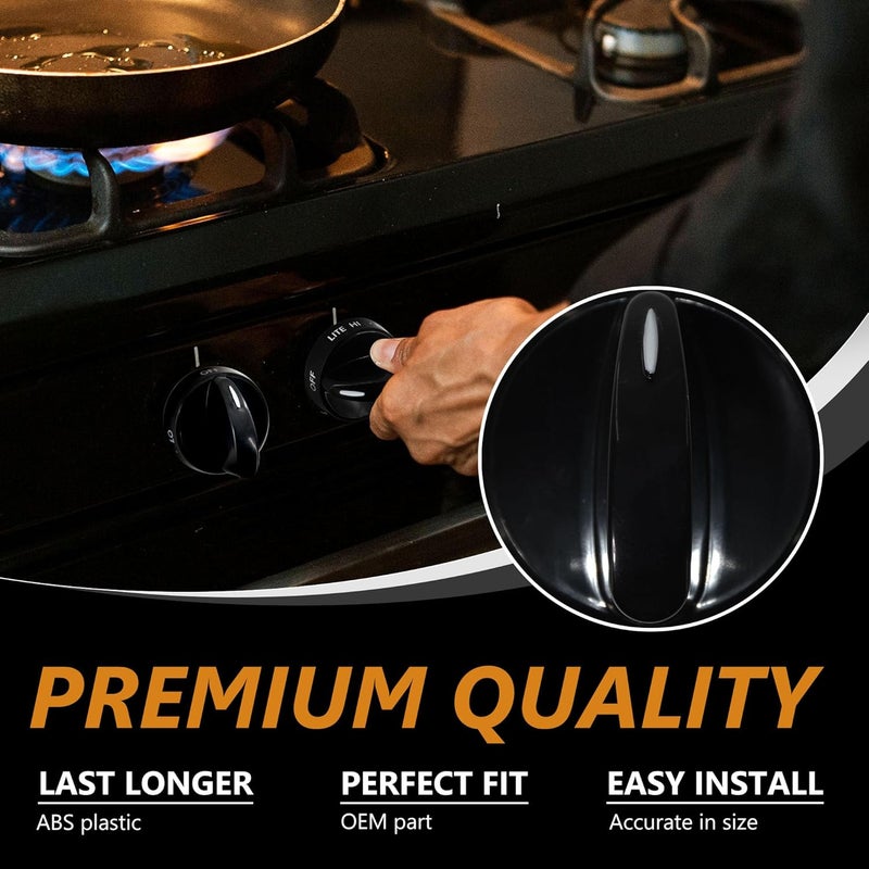 316442513 مقبض موقد أسود لفرن غازي، مجموعة تحكم متوافقة مع Frigidaire، Kenmore، Sears (عبوة تحتوي على 2 قطعة) - Image 2