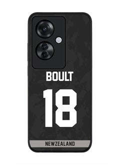 Stylizedd Rugged Black edge case for Oppo Reno11 F / Oppo F25 Pro 5G, Slim fit Flexible Anti Drop Thin Cover - Team New zealand Trent Boult, Jersey No 18  - Image 1