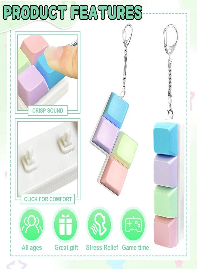 IIDEA 5 Pcs Keyboard Fidget Toy,Mechanical Key Board Button Clicker Keychain,Keycap Clicky Stress Relief Gift Office Toy to Pass The Time(Macaron Colors) - Image 3