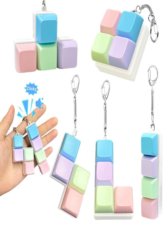 IIDEA 5 Pcs Keyboard Fidget Toy,Mechanical Key Board Button Clicker Keychain,Keycap Clicky Stress Relief Gift Office Toy to Pass The Time(Macaron Colors) - Image 1