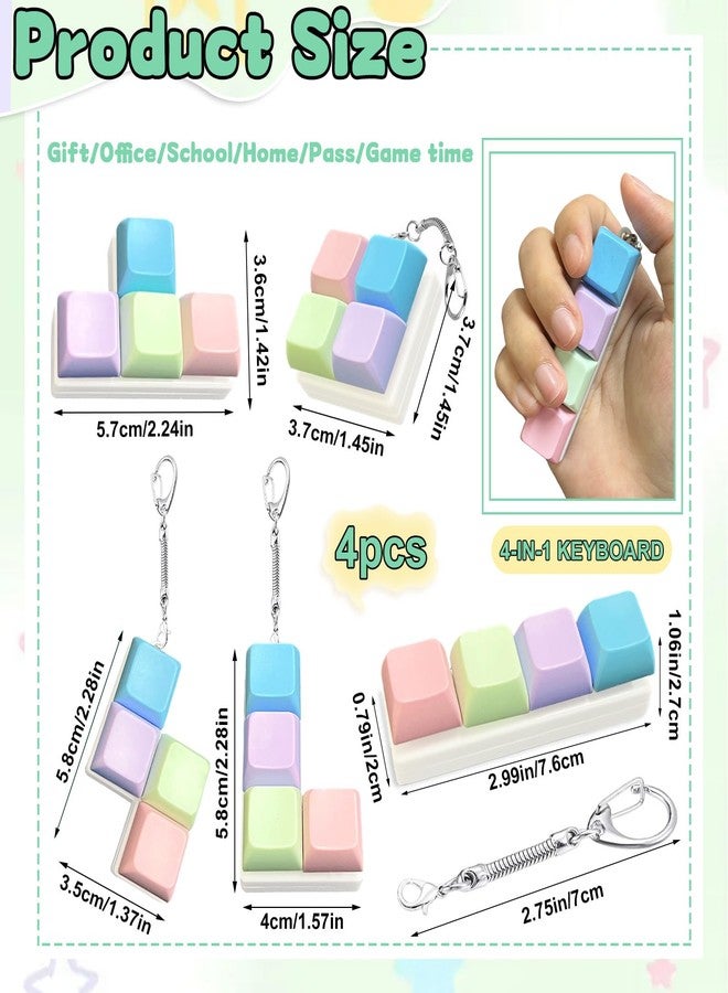 IIDEA 5 Pcs Keyboard Fidget Toy,Mechanical Key Board Button Clicker Keychain,Keycap Clicky Stress Relief Gift Office Toy to Pass The Time(Macaron Colors) - Image 2