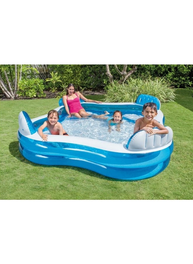 INTEX Swim Center Family Lounge Inflatable Foldable Portable Lightweight Swimming Pool 229x229x66cm - Image 2