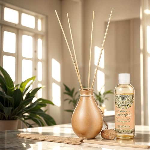 Amogha IRIS Amogha Reed Diffuser | 100ml Fragrance Oil + 8N Reed Sticks | Long-Lasting Aromatherapy Diffuser for Home & Office | Smoke-Free, Flame-Free Air Freshener | Ideal for Gifting (Lemon Grass) - Image 2