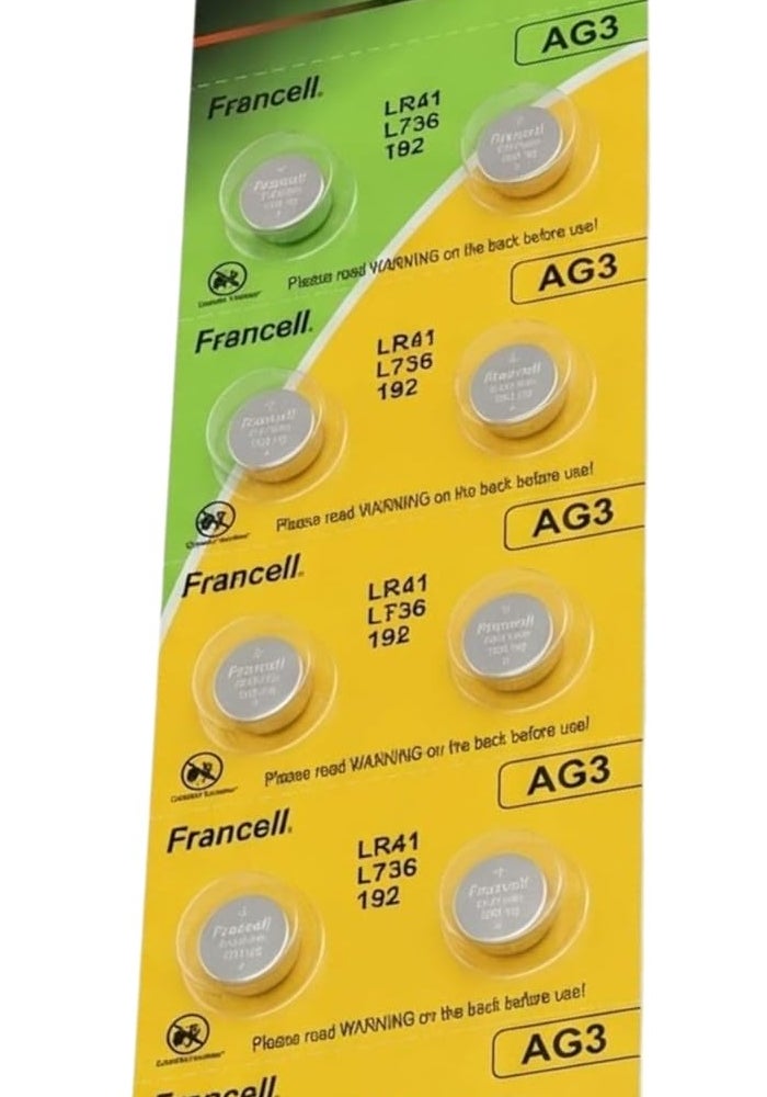 Hasanat Essentials LR44/LR41 AG3 1.5V Alkaline Button Cell Battery - 10 Pieces Pack - Image 1